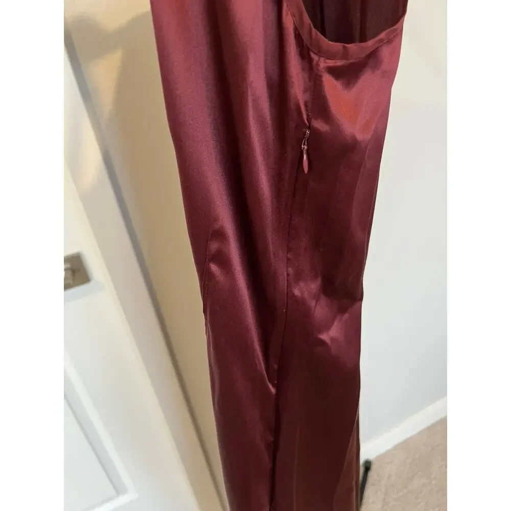 Sundance 100% Silk Burgundy Maxi Dress Size 14 Minimalist Slip Dress